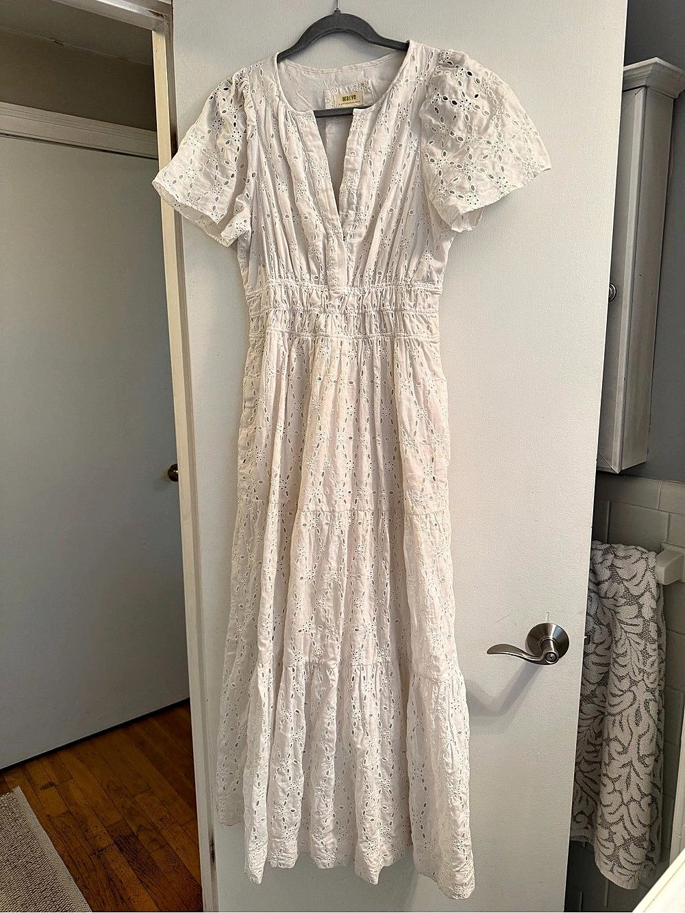 Maeve Eyelet Maxi Dress in White